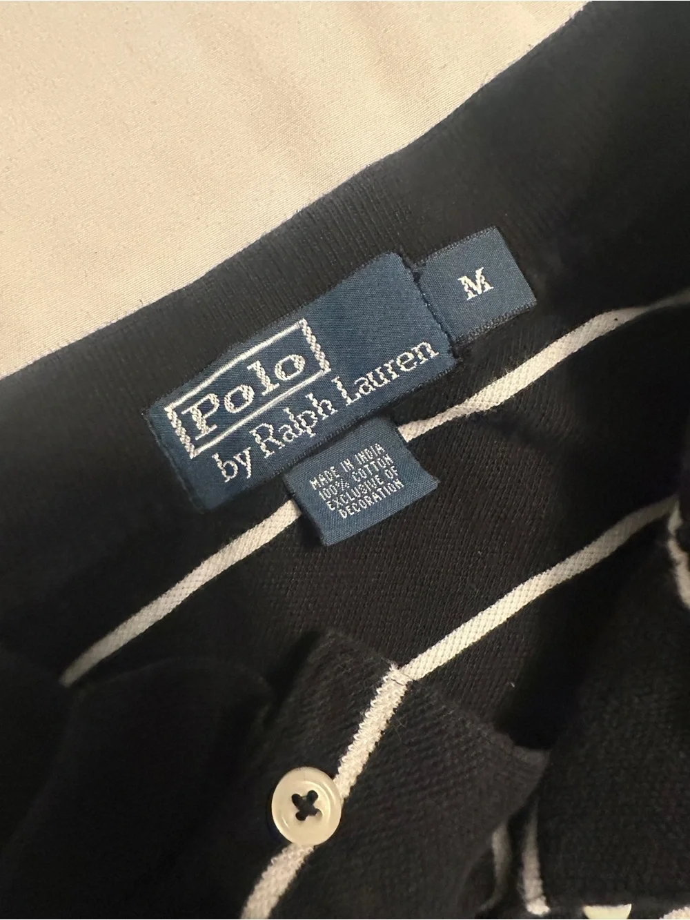 Polo Ralph Lauren Black & White Striped Polo size Medium